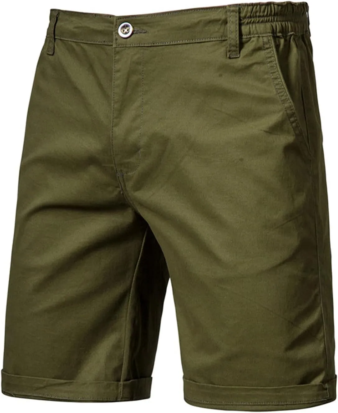 Men's Slim Fit Chino Shorts 20" Inseam Stretch Cotton Casual Summer Elastic Waist Flat Front Cargo with Pockets