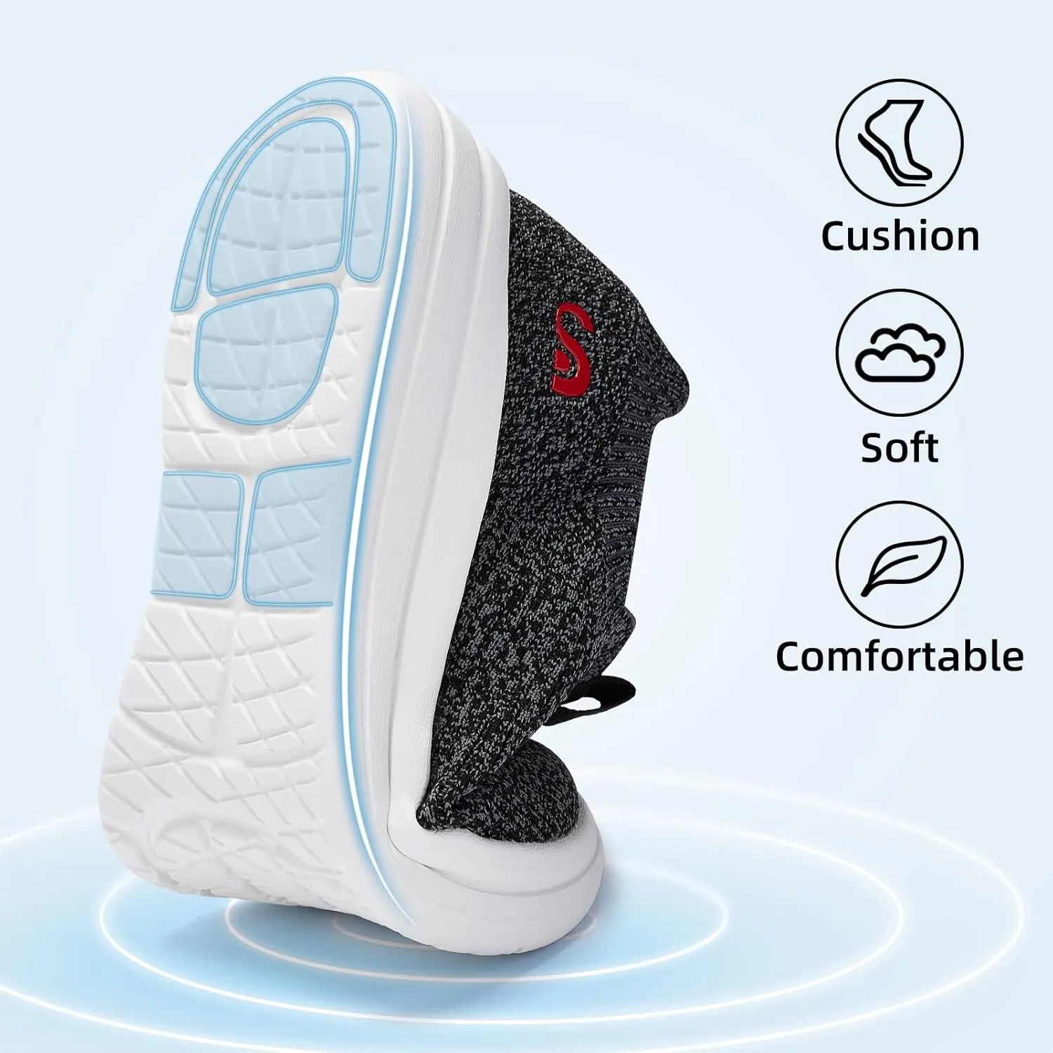 Men's Slip On Sneakers Walking Shoes Wide Casual Soft Breathable Slip in Sock SneakersNon-Slip Rubber Sole, Workout,Athletic