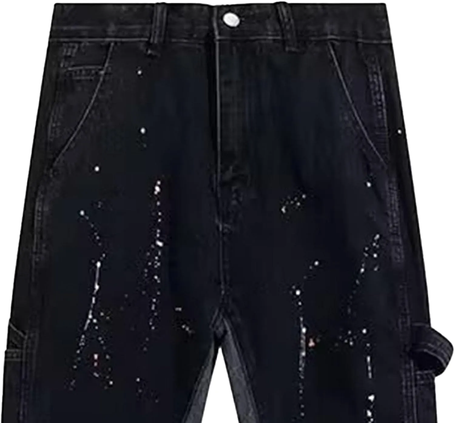 Men's Stacked Jean Flare Patch Ripped Stretch Rock Jean Distressed Destroyed Slim Fit Straight Leg Denim Pants