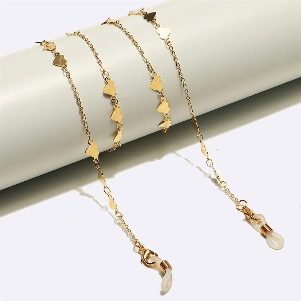 Metal Eyeglass Rope Gold Peach Heart Pendant Handmade Eyeglass Chain Eyeglass Rope