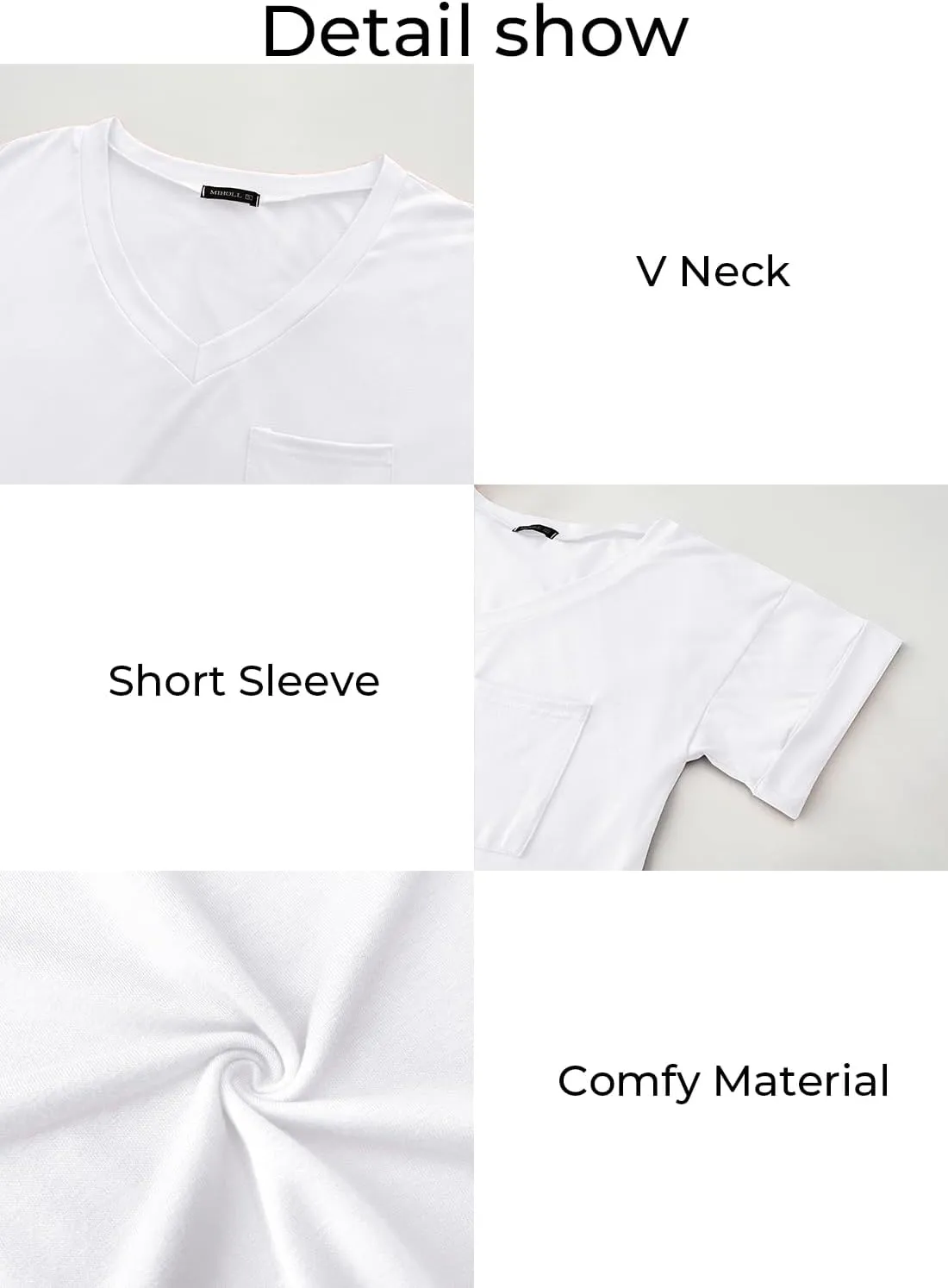 MIHOLL Women's Short Sleeve V-Neck Shirts Loose Casual Tee T-Shirt