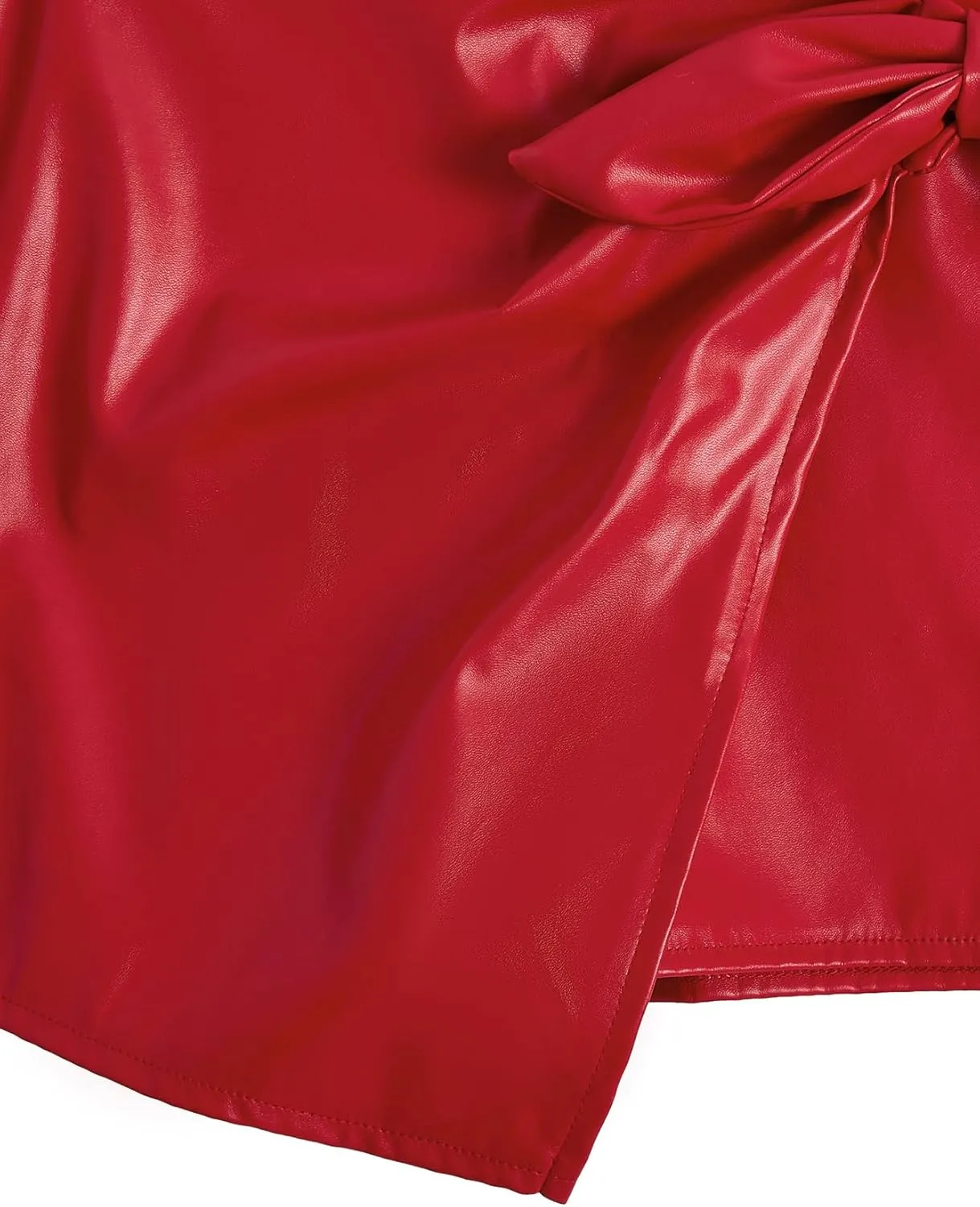 Milumia Girl's PU Leather Wrap Knot Side Skorts Casual Ruched Elastic Waist Shorts