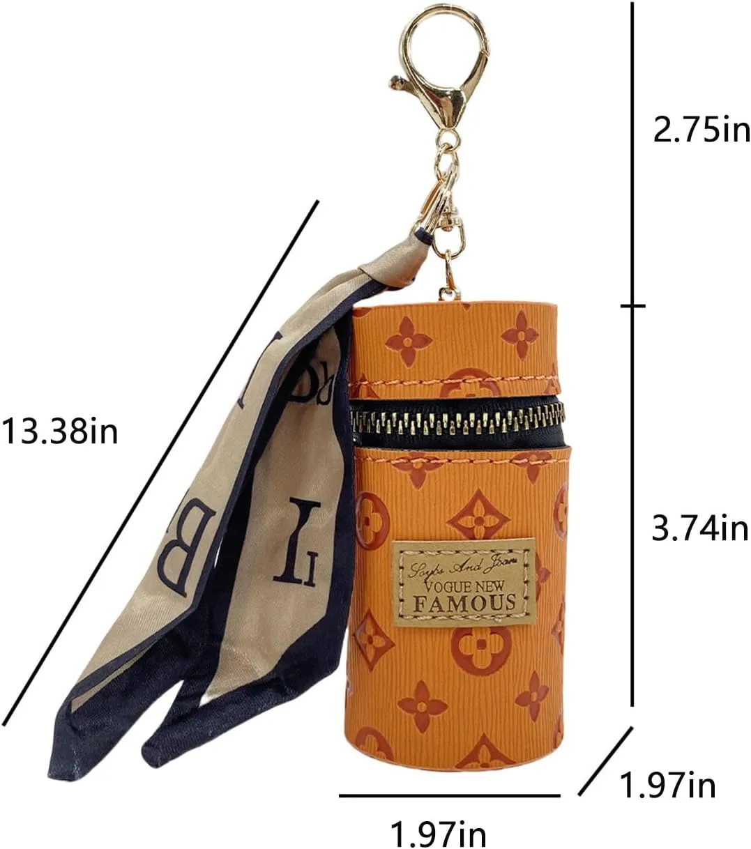 Mini Bucket Bag for Lipsticks - Portable Embossed Makeup Pouch with Drawstring, Cute Keychain Coin Purse for Women, Travel Cosmetic Organizer (Blue)