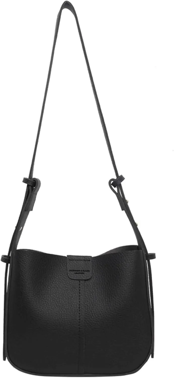 Mini Bucket Bag Peddled Leather Vintage Bucket Purse with Inner Pouch Crossbody Purse Bag Shoulder Handbag