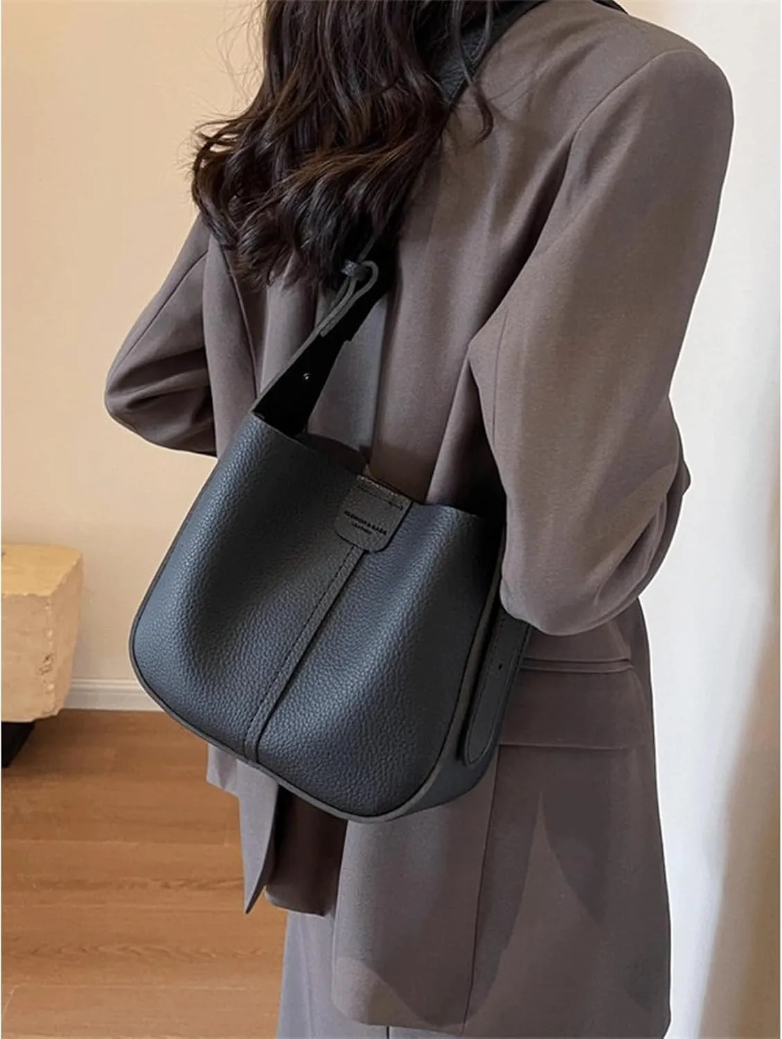 Mini Bucket Bag Peddled Leather Vintage Bucket Purse with Inner Pouch Crossbody Purse Bag Shoulder Handbag