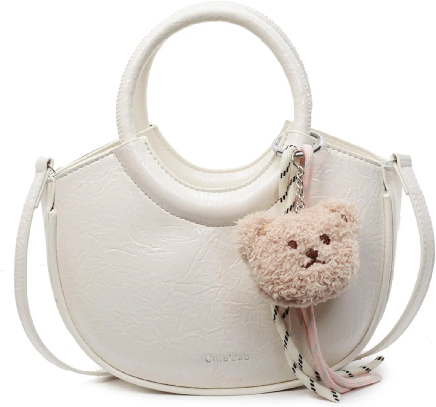 Mini Bucket Bag Soft Glossy Leather Bucket Purse with Round Handle Vintage Crossbody Shoulder Purse Bag