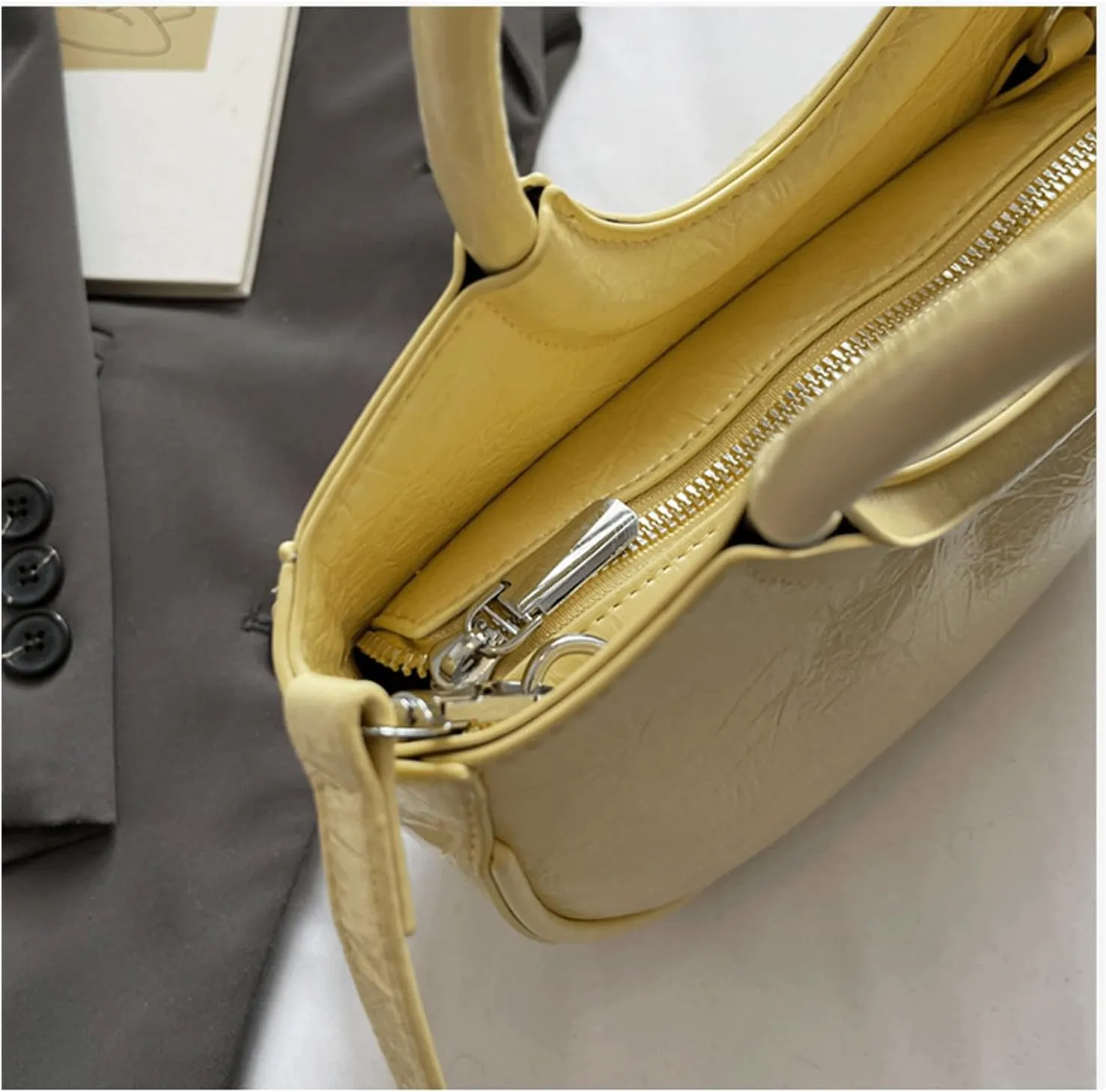 Mini Bucket Bag Soft Glossy Leather Bucket Purse with Round Handle Vintage Crossbody Shoulder Purse Bag