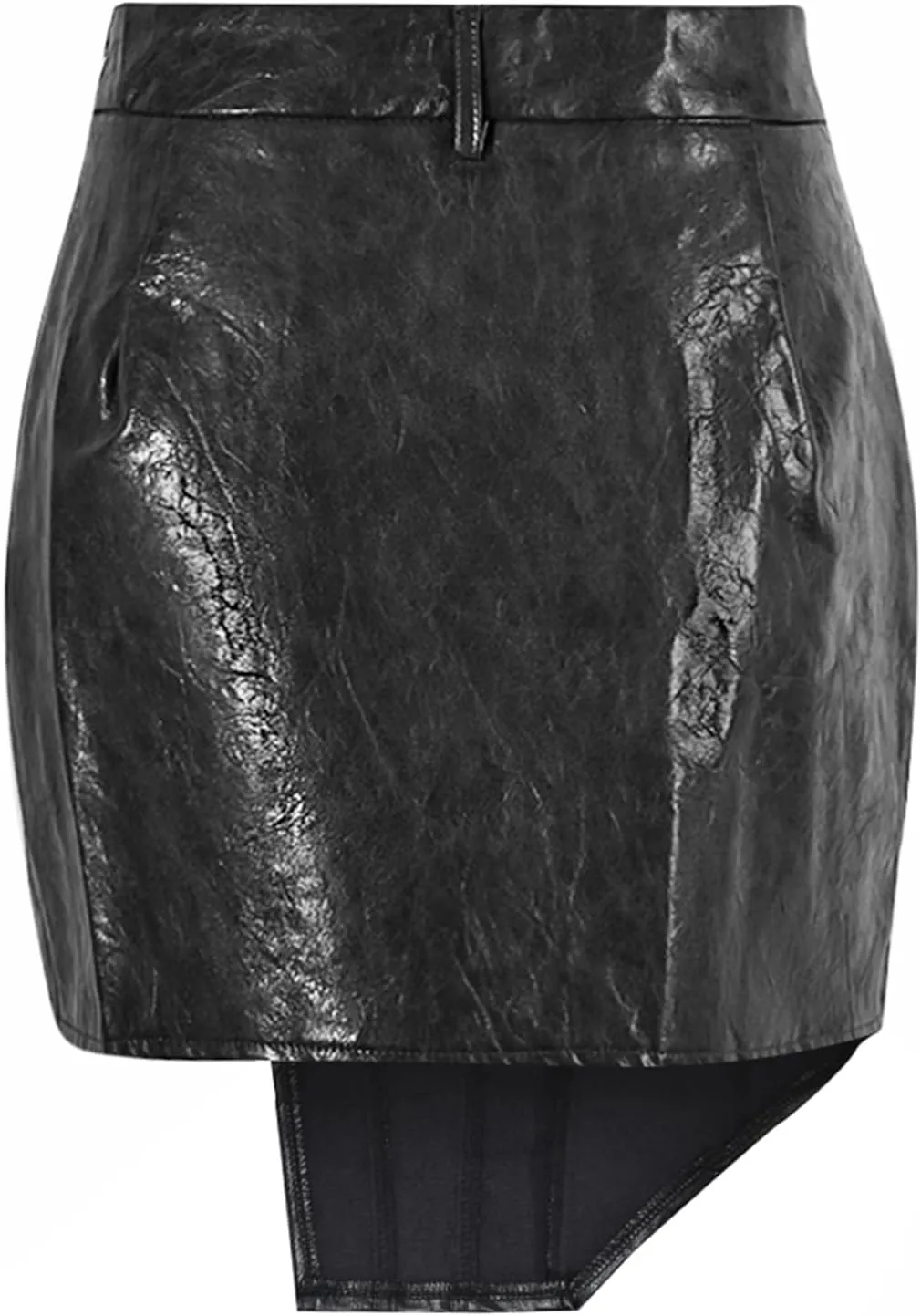 Mini Skirt for Women Summer Sexy High Waisted Irregular PU Bodycon Short Wrap Skirts Casual Date Night