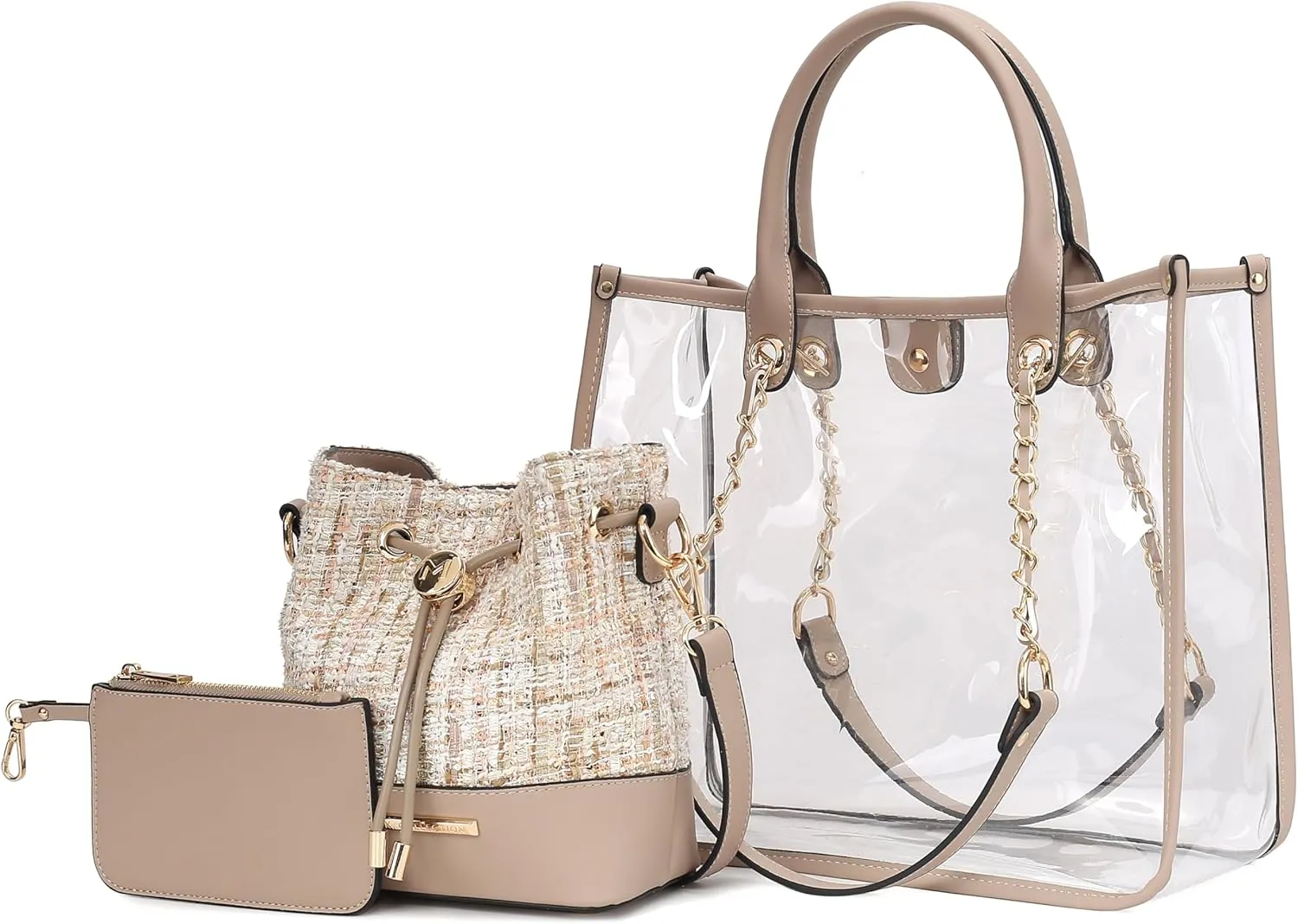 MKF Collection Women Tote Bag, Bucket Bag, & Pouch Set, Clear bag Jelly Bag PVC Handbag by Mia K