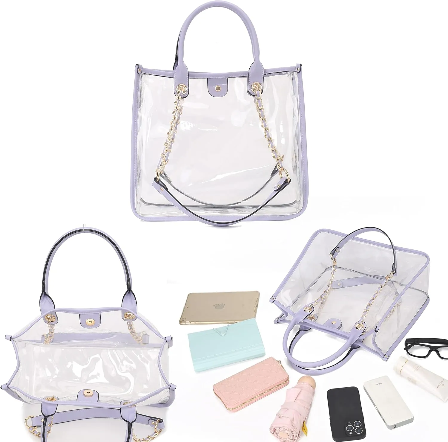 MKF Collection Women Tote Bag, Bucket Bag, & Pouch Set, Clear bag Jelly Bag PVC Handbag by Mia K