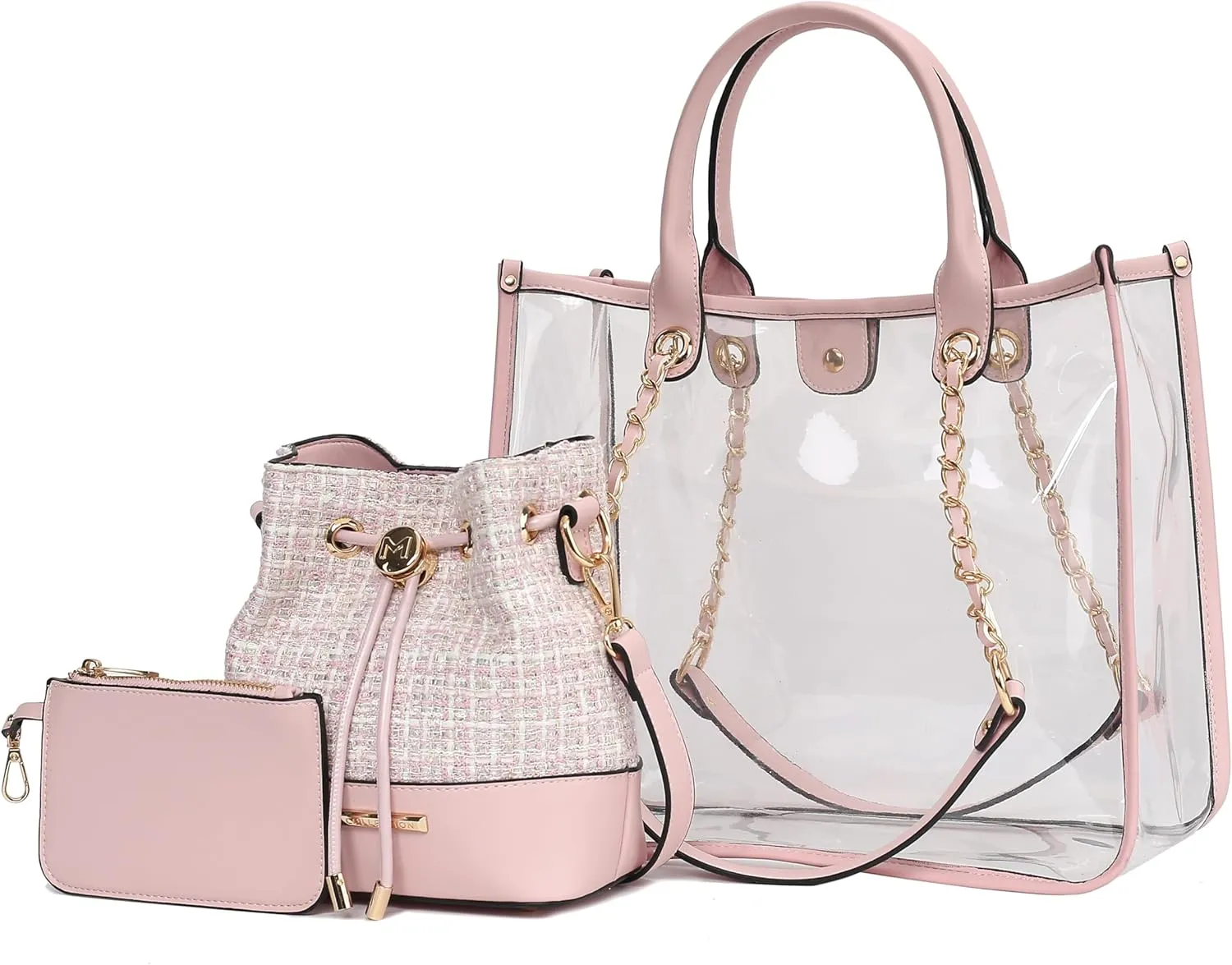 MKF Collection Women Tote Bag, Bucket Bag, & Pouch Set, Clear bag Jelly Bag PVC Handbag by Mia K