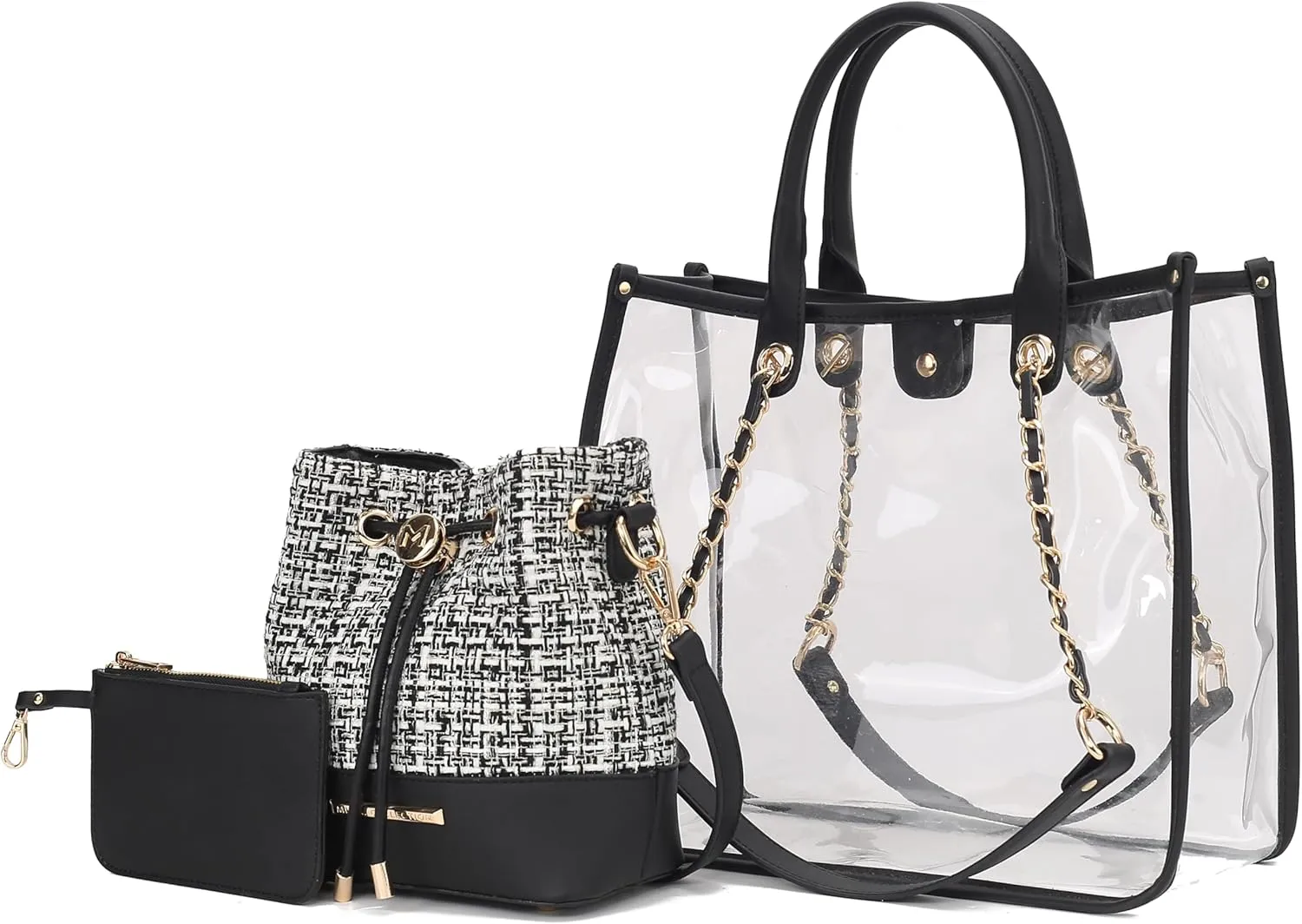 MKF Collection Women Tote Bag, Bucket Bag, & Pouch Set, Clear bag Jelly Bag PVC Handbag by Mia K