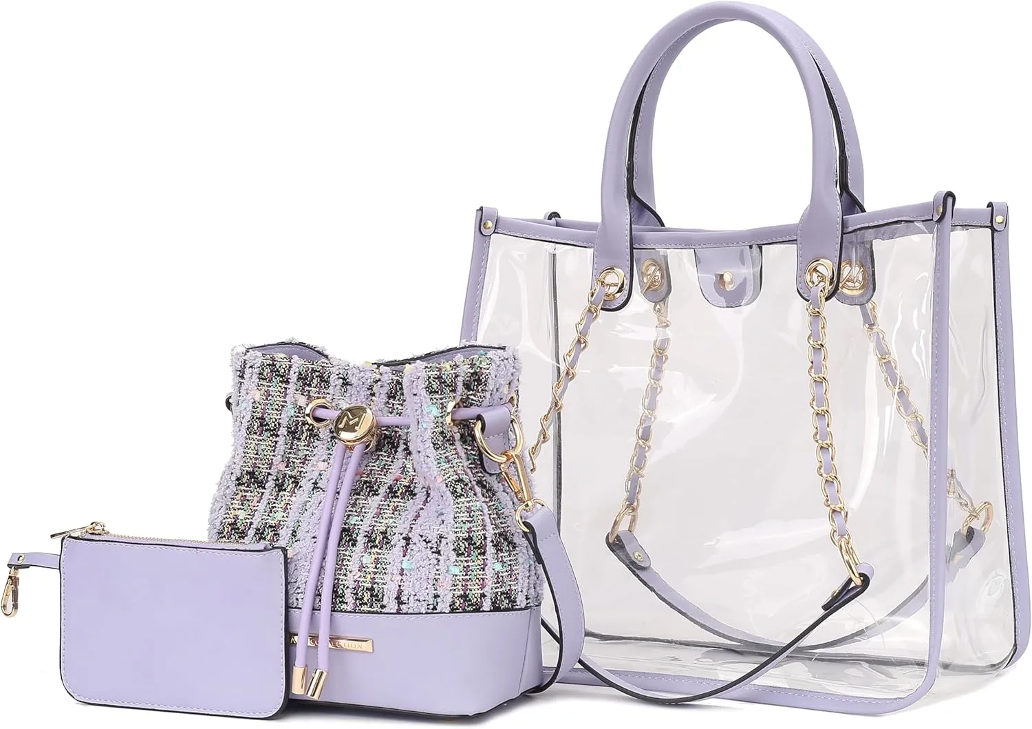 MKF Collection Women Tote Bag, Bucket Bag, & Pouch Set, Clear bag Jelly Bag PVC Handbag by Mia K