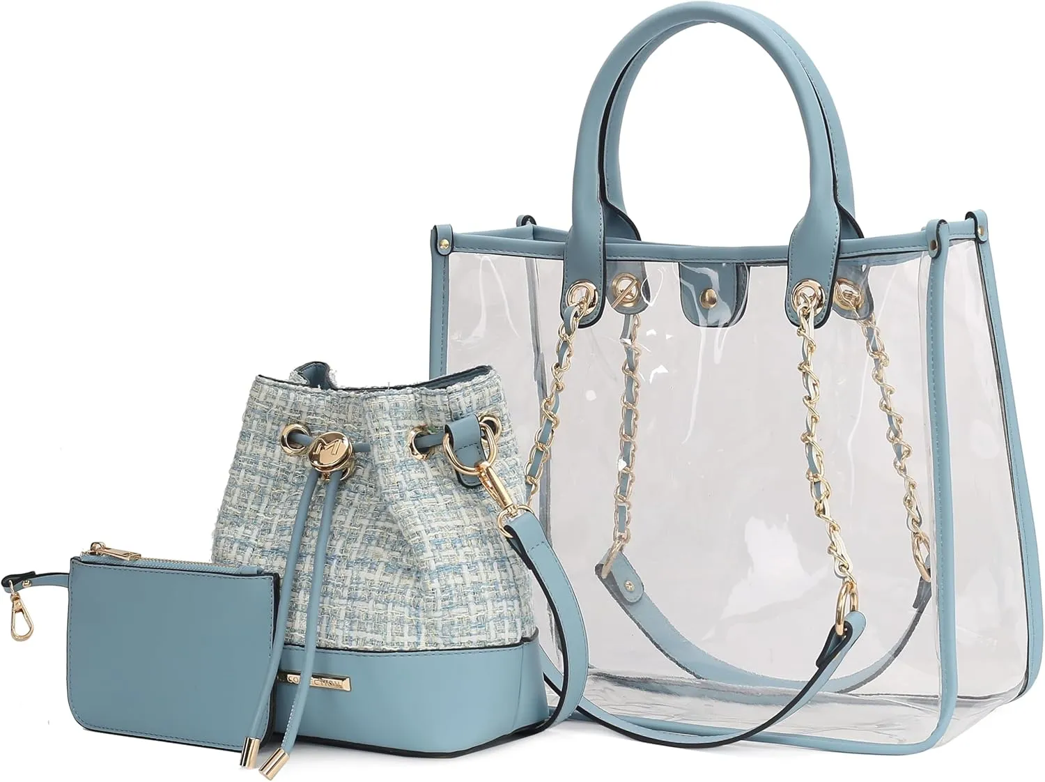 MKF Collection Women Tote Bag, Bucket Bag, & Pouch Set, Clear bag Jelly Bag PVC Handbag by Mia K