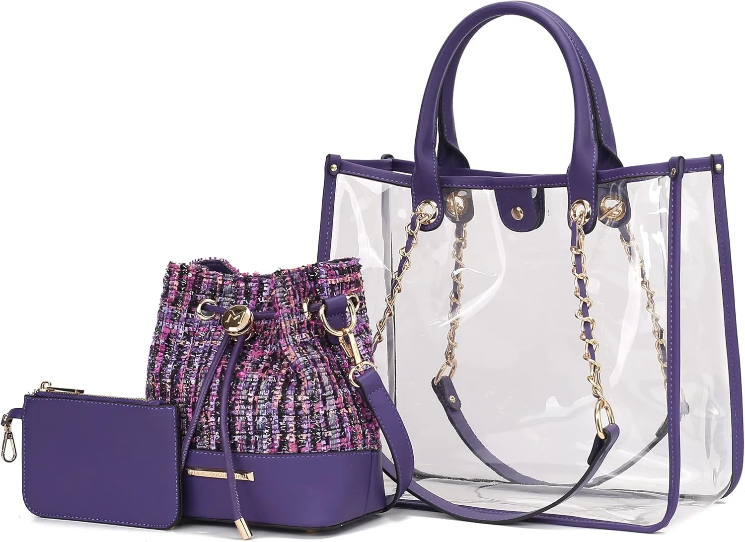 MKF Collection Women Tote Bag, Bucket Bag, & Pouch Set, Clear bag Jelly Bag PVC Handbag by Mia K