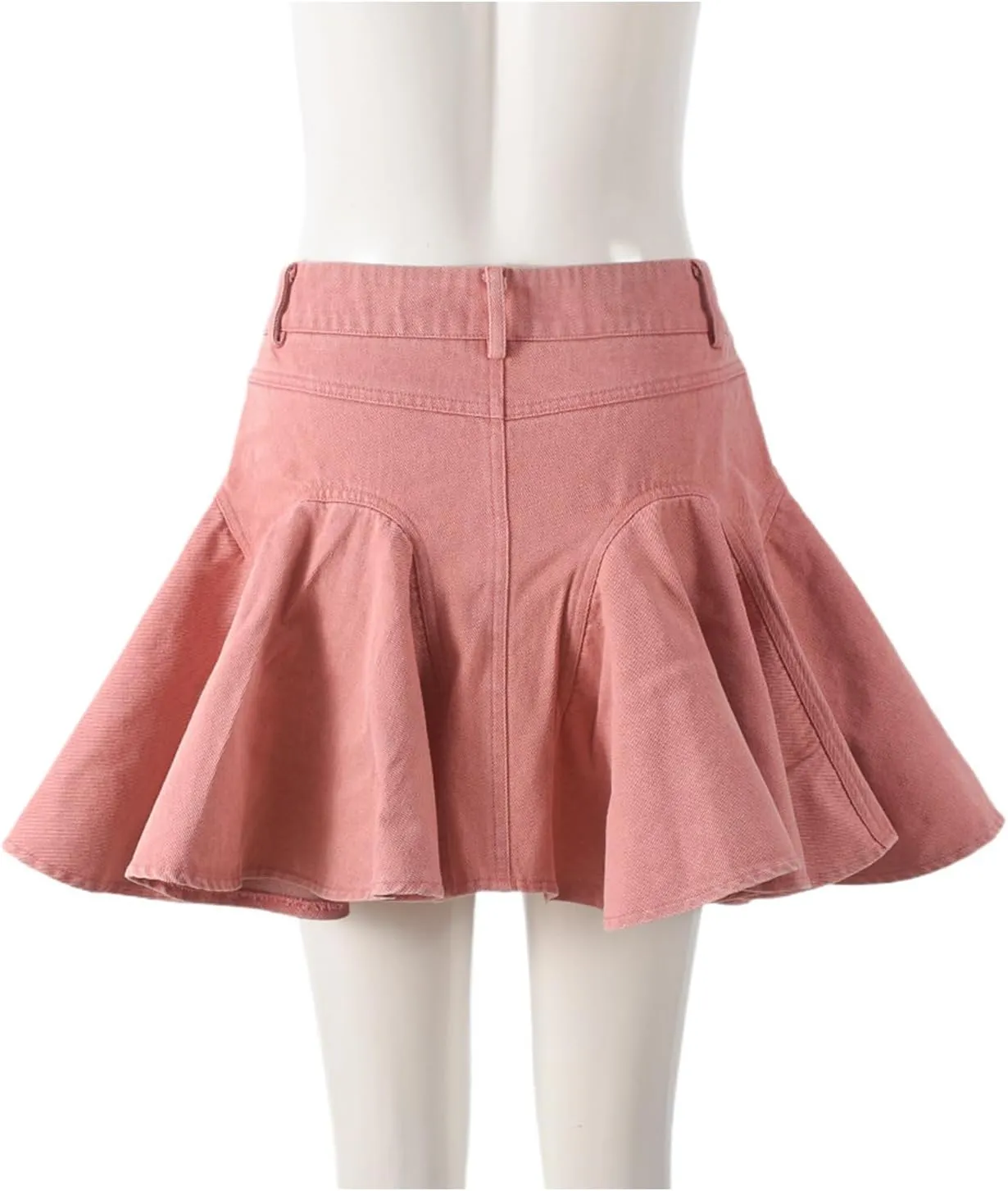 Molisry Women's Denim Mini Skirt Cute High Waisted Zip Up Casual A-Line Ruffle Pleated Y2K Jean Short Skirt Streetwear