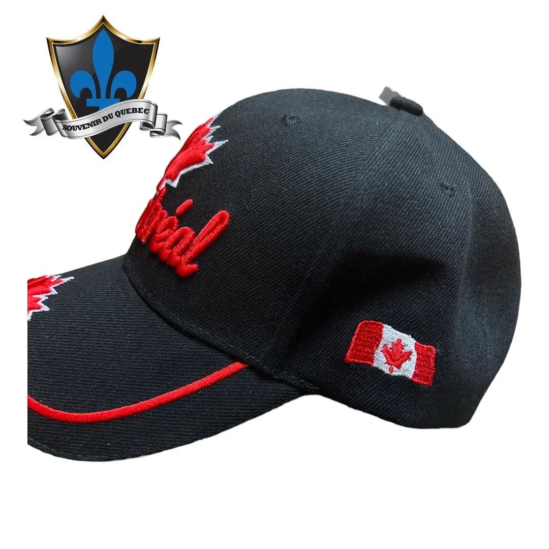 Montreal script maple leaf cap.