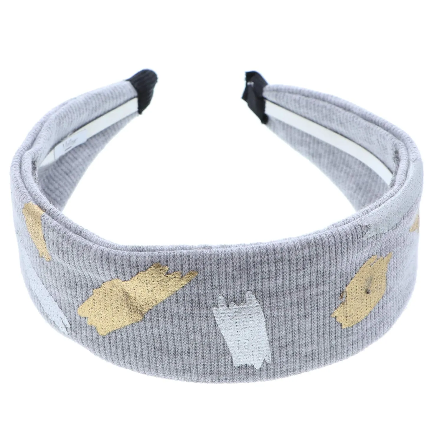 Motique Accessories Bright Cheerful Wide Headband With Colorful Metallic Paint Streaks for Women and Girls-Grey