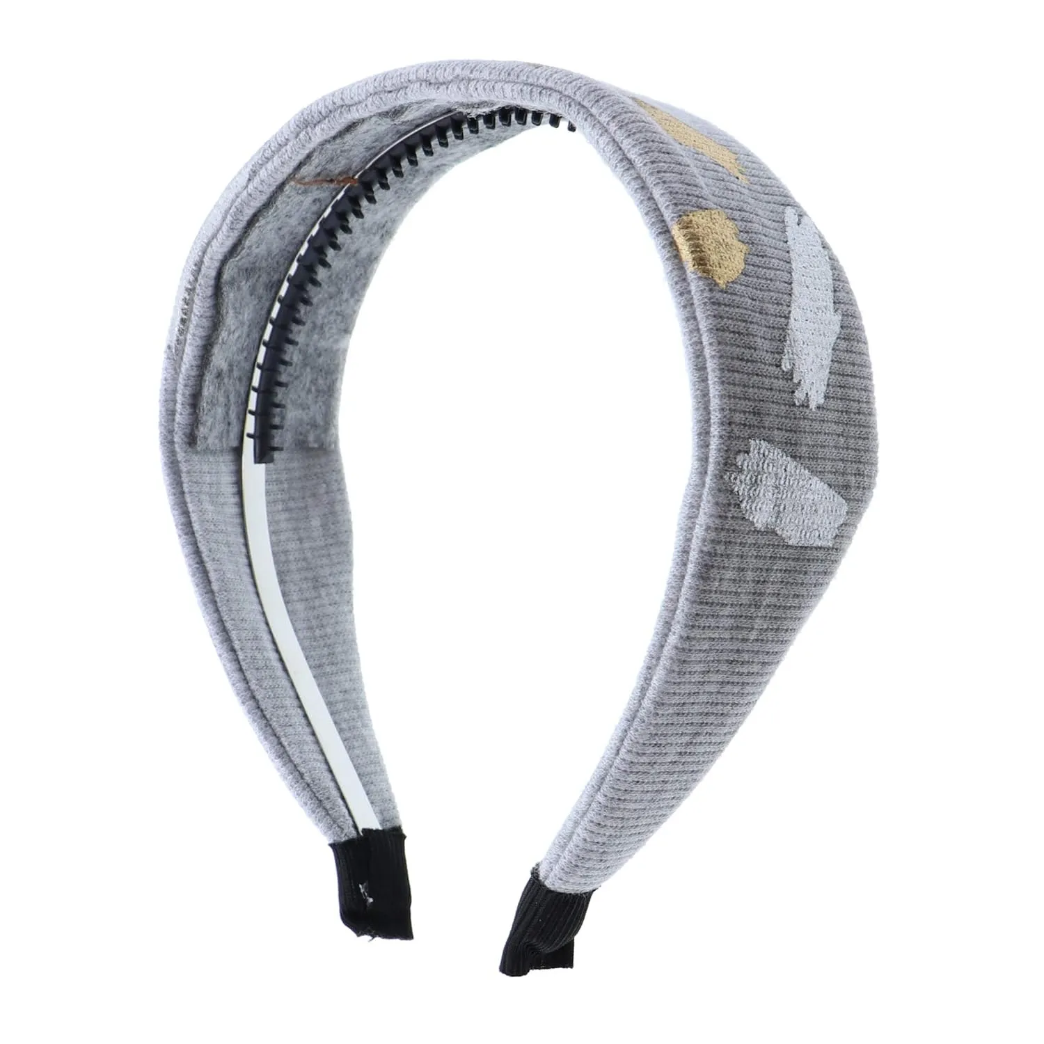 Motique Accessories Bright Cheerful Wide Headband With Colorful Metallic Paint Streaks for Women and Girls-Grey