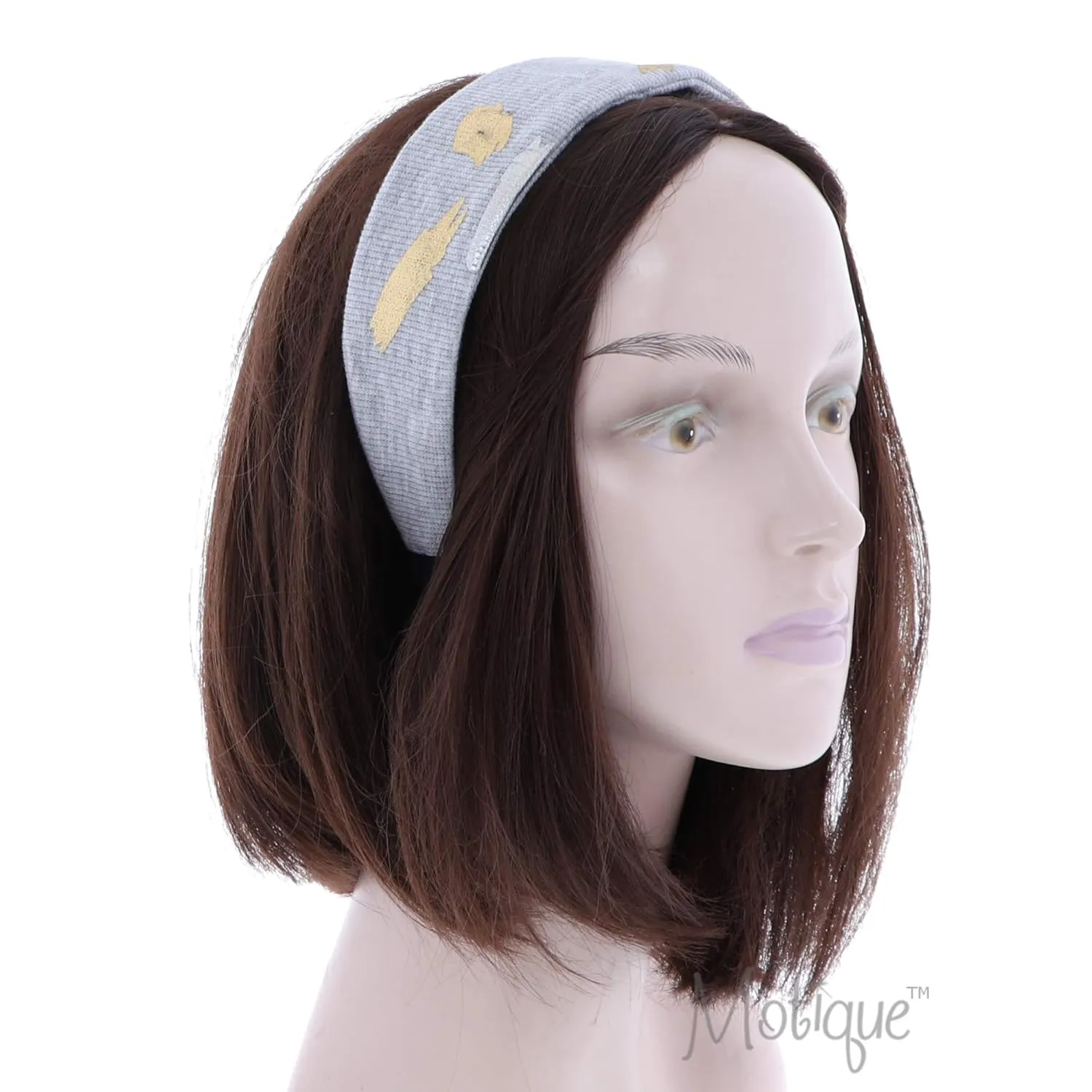 Motique Accessories Bright Cheerful Wide Headband With Colorful Metallic Paint Streaks for Women and Girls-Grey