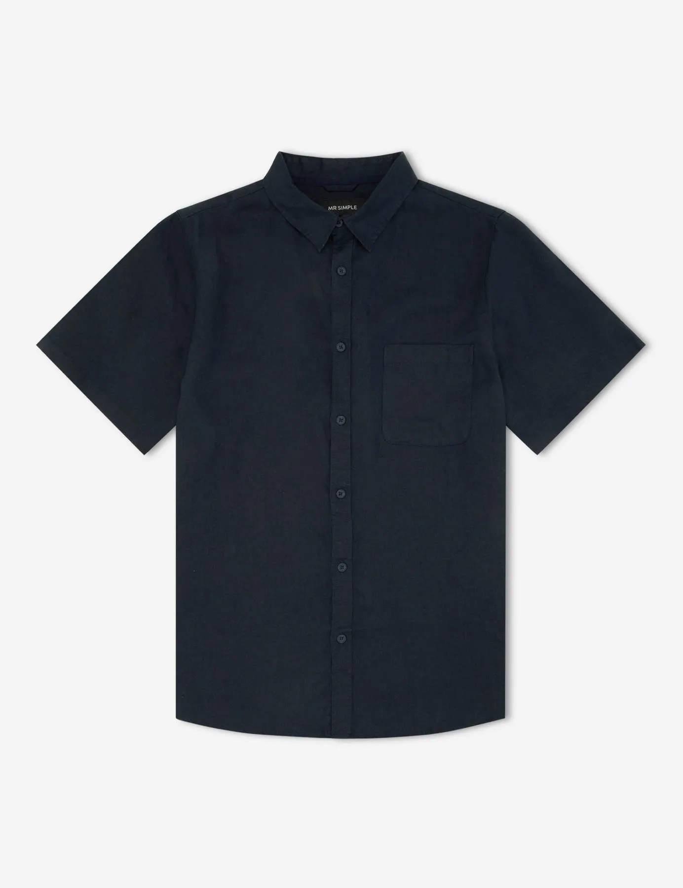 MR SIMPLE Linen Short Sleeve Shirt navy
