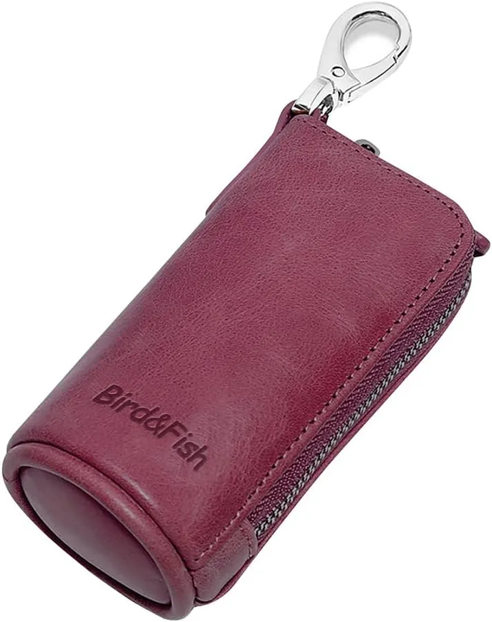 Multi Soft Genuine Leather Coin Purse Pouch, Car Key Case Wallet with Zipper,Pocket Wallet with Chain/Ring for Men Women 