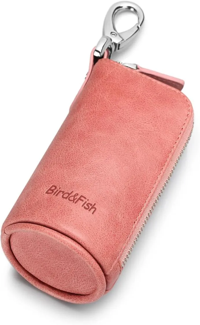Multi Soft Genuine Leather Coin Purse Pouch, Car Key Case Wallet with Zipper,Pocket Wallet with Chain/Ring for Men Women 
