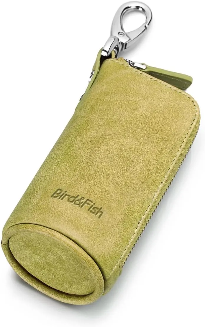Multi Soft Genuine Leather Coin Purse Pouch, Car Key Case Wallet with Zipper,Pocket Wallet with Chain/Ring for Men Women 