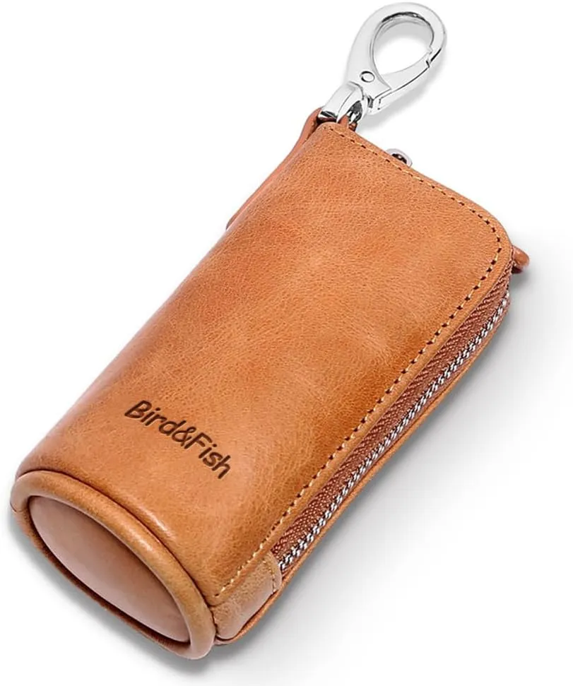 Multi Soft Genuine Leather Coin Purse Pouch, Car Key Case Wallet with Zipper,Pocket Wallet with Chain/Ring for Men Women 