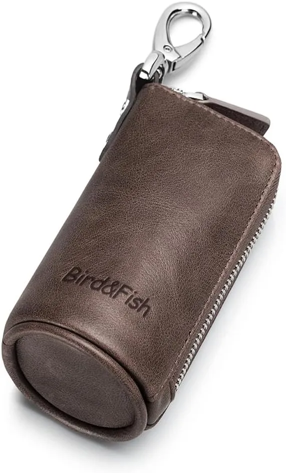 Multi Soft Genuine Leather Coin Purse Pouch, Car Key Case Wallet with Zipper,Pocket Wallet with Chain/Ring for Men Women 