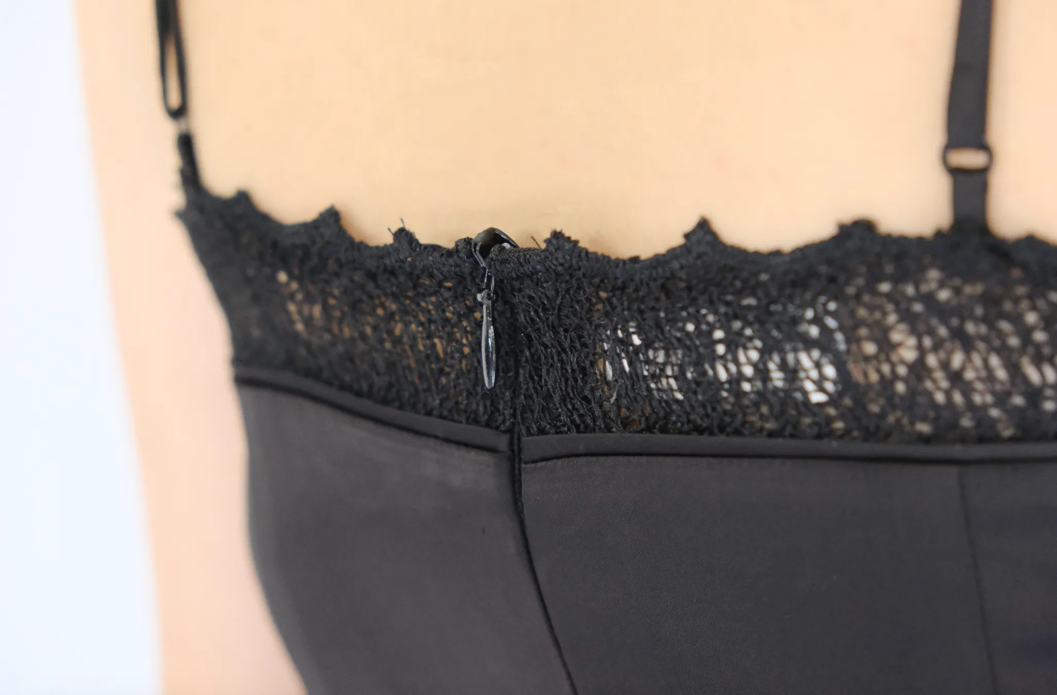 Nancy Silk Peplum Top with Lace Detail