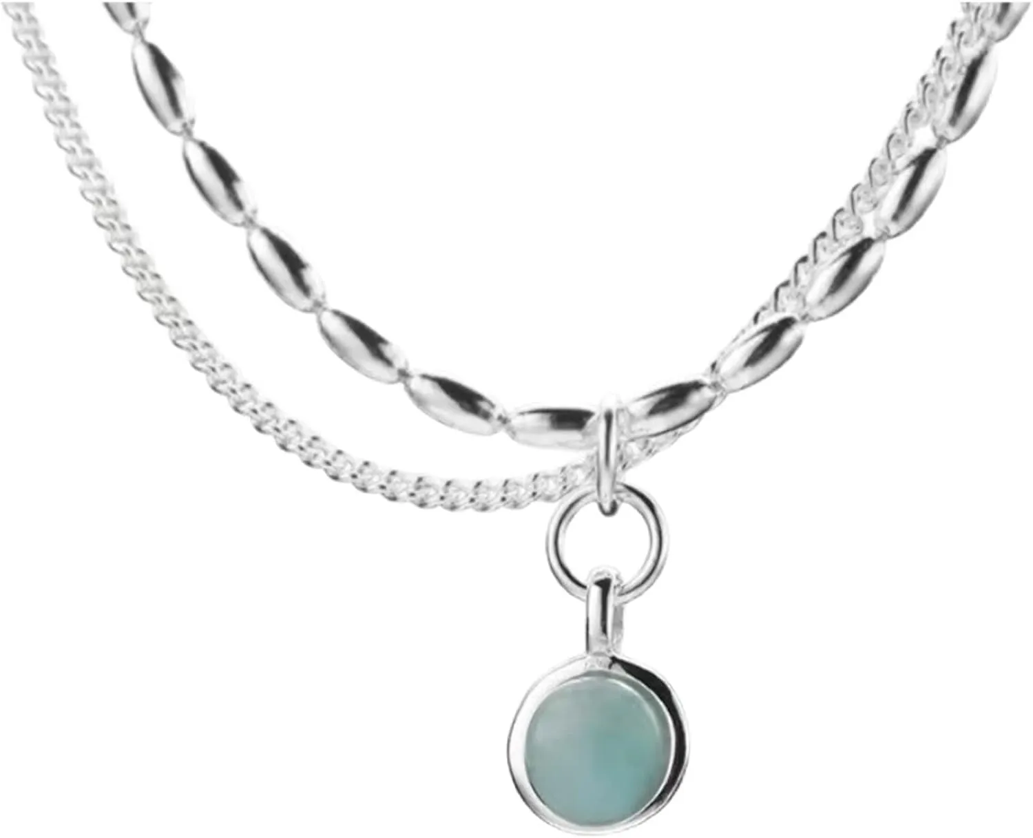 Necklace Simple Design 925 Silver Chain Double Layered Rice Clavicle Chain Fresh and Versatile Necklace Jewelry Necklace