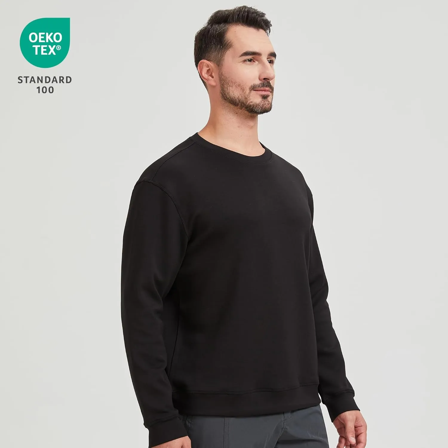 netdraw Men's Heavyweight Bamboo Viscose Scuba Sweatshirt Relaxed Fit Soft Smooth Knit Crewneck Spacer Pullovers