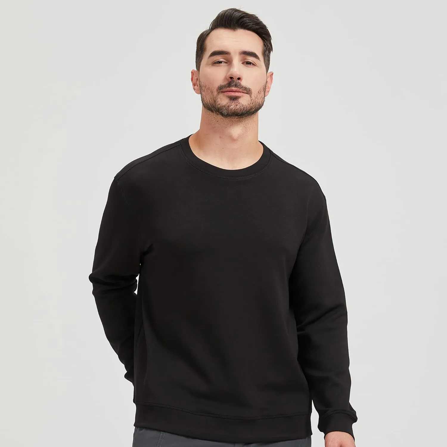 netdraw Men's Heavyweight Bamboo Viscose Scuba Sweatshirt Relaxed Fit Soft Smooth Knit Crewneck Spacer Pullovers