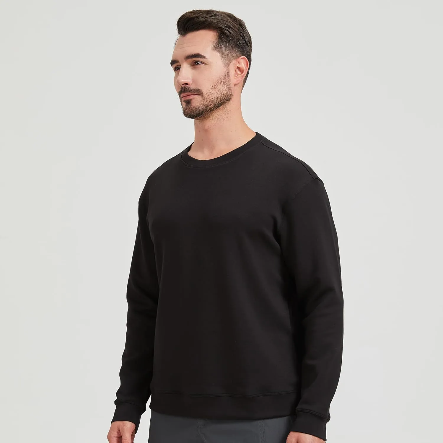 netdraw Men's Heavyweight Bamboo Viscose Scuba Sweatshirt Relaxed Fit Soft Smooth Knit Crewneck Spacer Pullovers