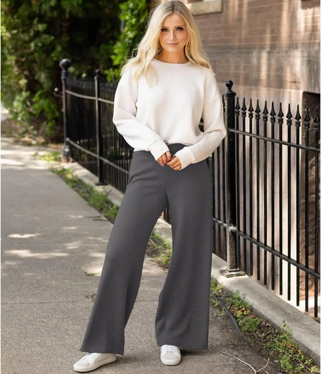 NEW YOUNG 3 Pack Women's Wide Leg Pants with Pockets High Waist Loose Sweatpants Casual Lounge Yoga Workout Palazzo