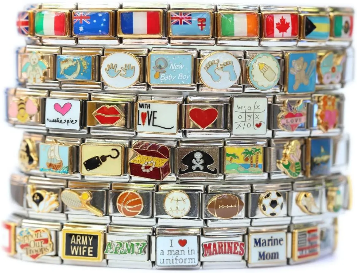 NewCharms Set of 2 Italian Charm Starter Bracelets (18 links for standard size and 9 links for superlinks)
