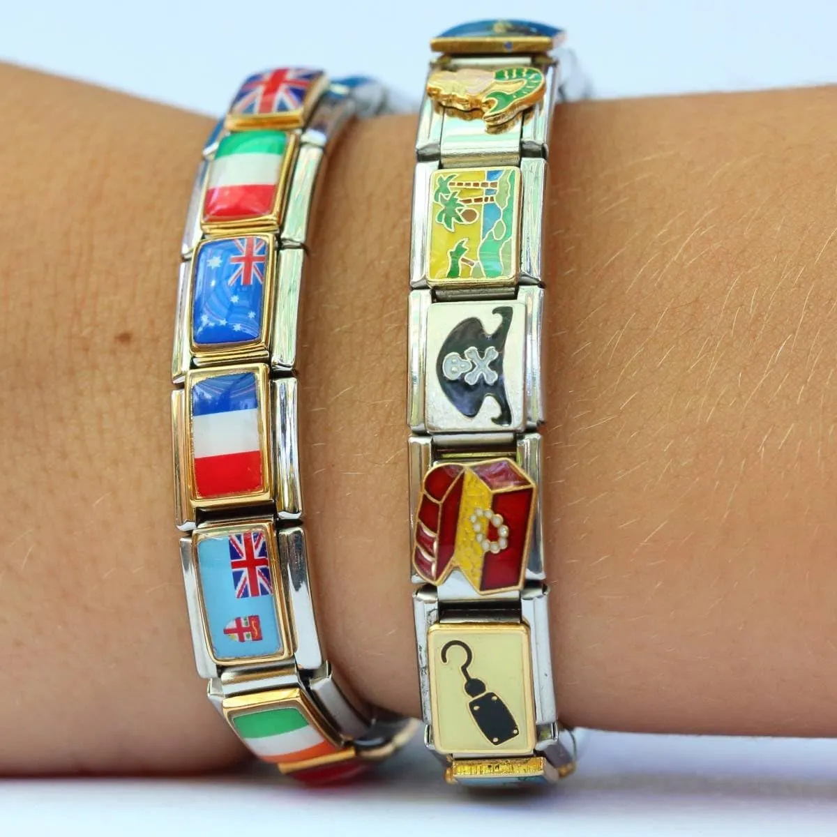 NewCharms Set of 2 Italian Charm Starter Bracelets (18 links for standard size and 9 links for superlinks)