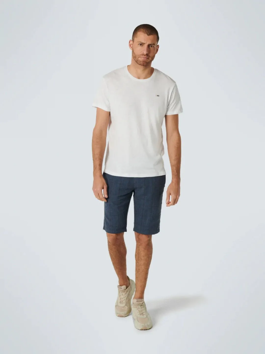 No Excess Linen Shorts: Wash Blue Check