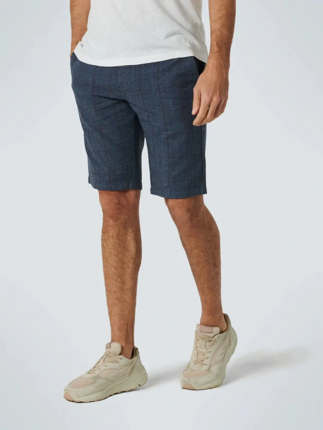 No Excess Linen Shorts: Wash Blue Check