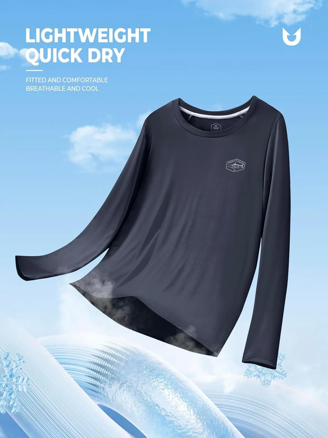 NORTHYARD Men's UPF 50  Sun Protection Shirts Long Sleeve Beach Swim Rash Guard UV SPF Quick Dry Lightweight Fishing T-Shirt