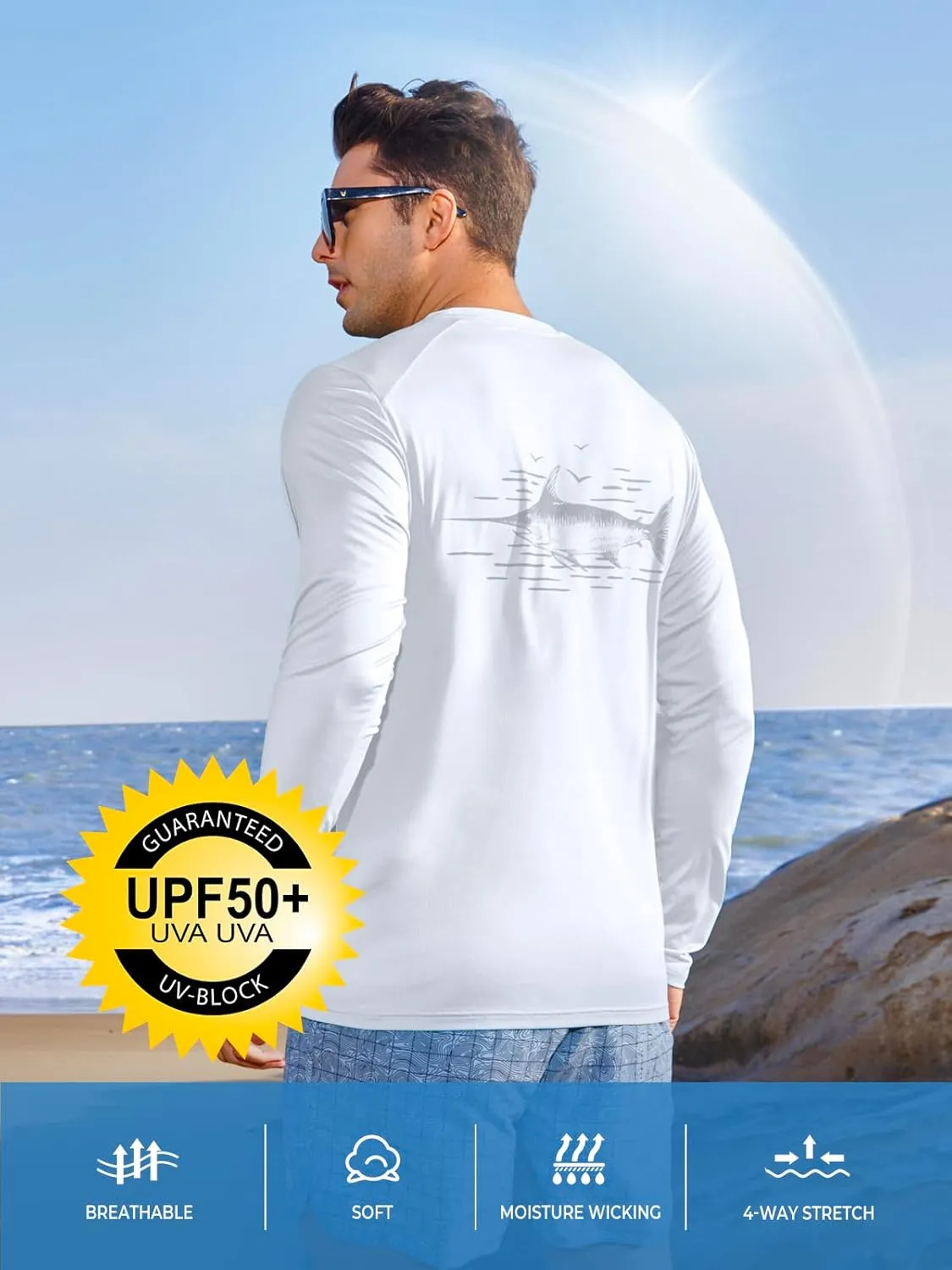 NORTHYARD Men's UPF 50  Sun Protection Shirts Long Sleeve Fishing Swim Beach Rash Guard UV Lightweight Quick Dry T-Shirt