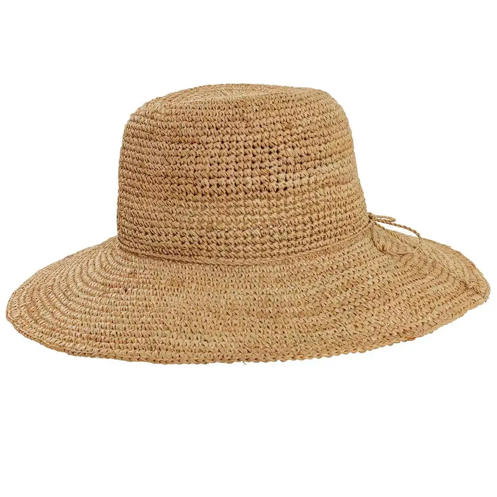 Nova | Womens Wide Brim Crocheted Raffia Palm Sun Hat