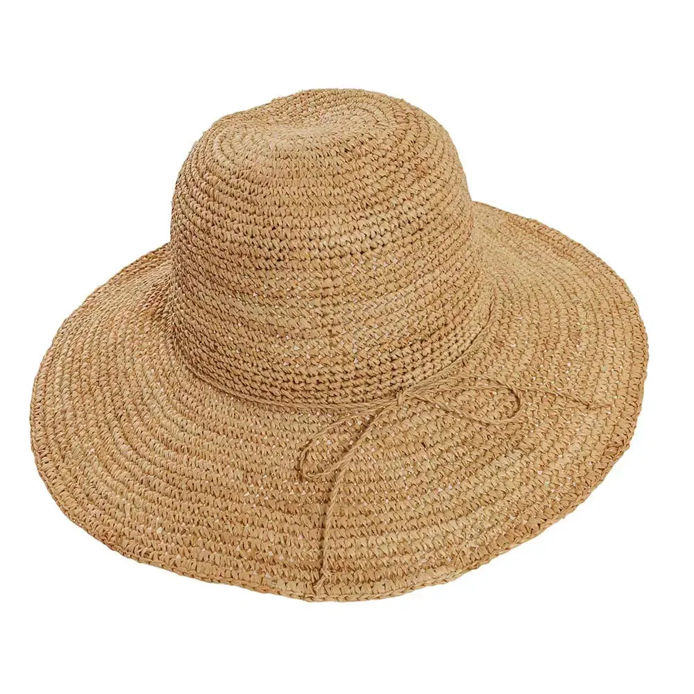 Nova | Womens Wide Brim Crocheted Raffia Palm Sun Hat