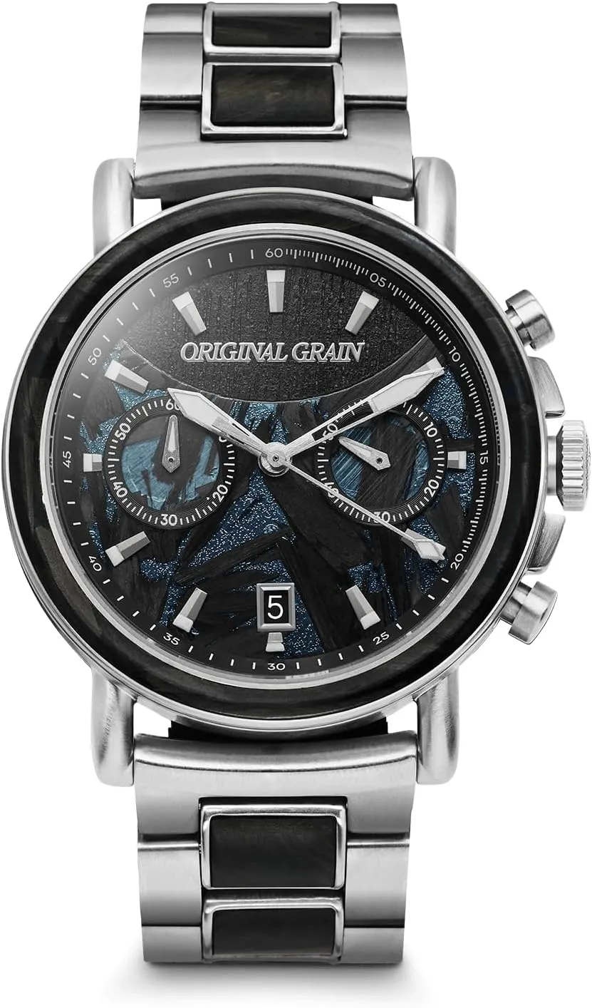 Original Grain Forest Fire Chrono 44mm || Alterra Chrono Collection, 316L Stainless Steel, Adjustable Watch Band | 10ATM Water-Resistant & Scratch-Resistant | Reclaimed Wood Watch Forest Fire