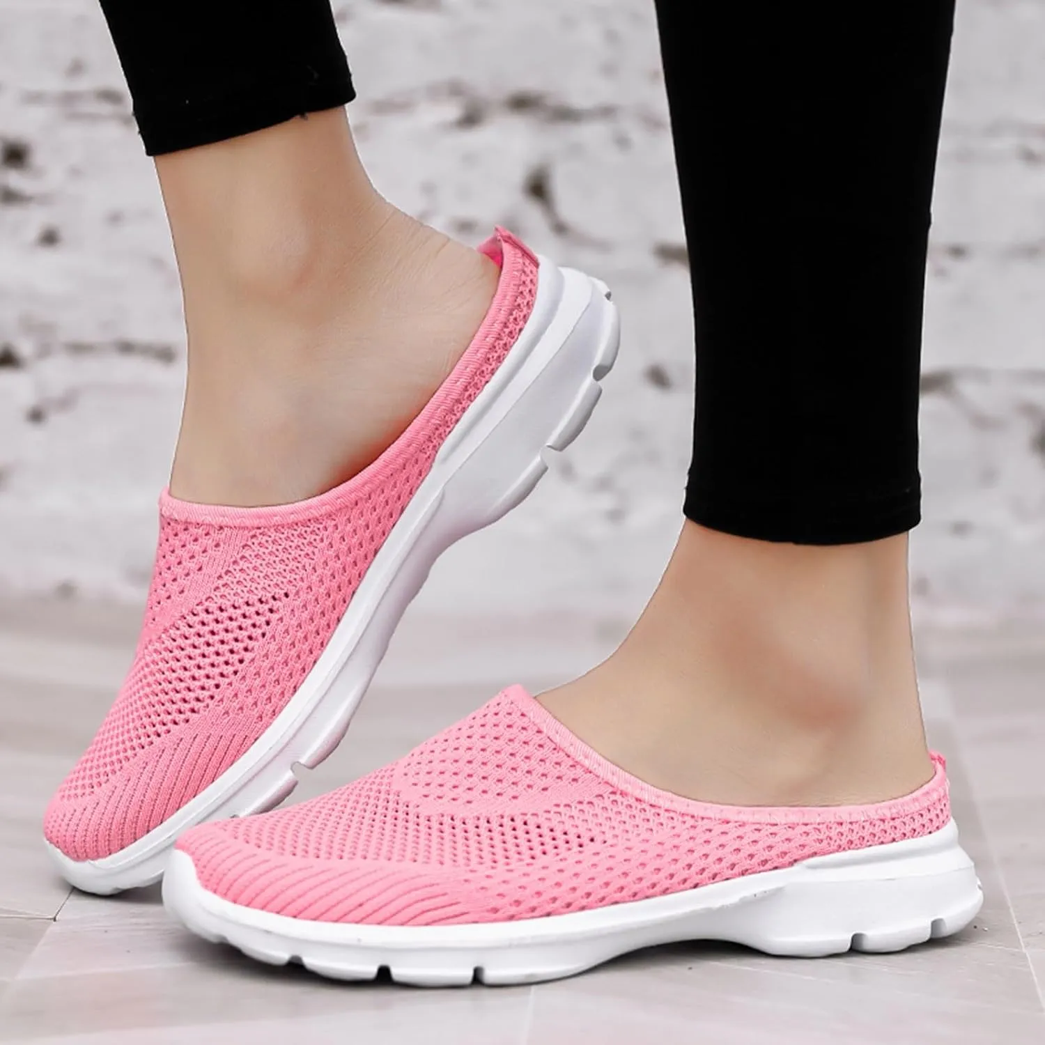 Orthopedic Slip On Shoes for Women Knitted Mesh Casual Mules Lightweight Breathable Sneakers Loafer Slingback Walking Shoes
