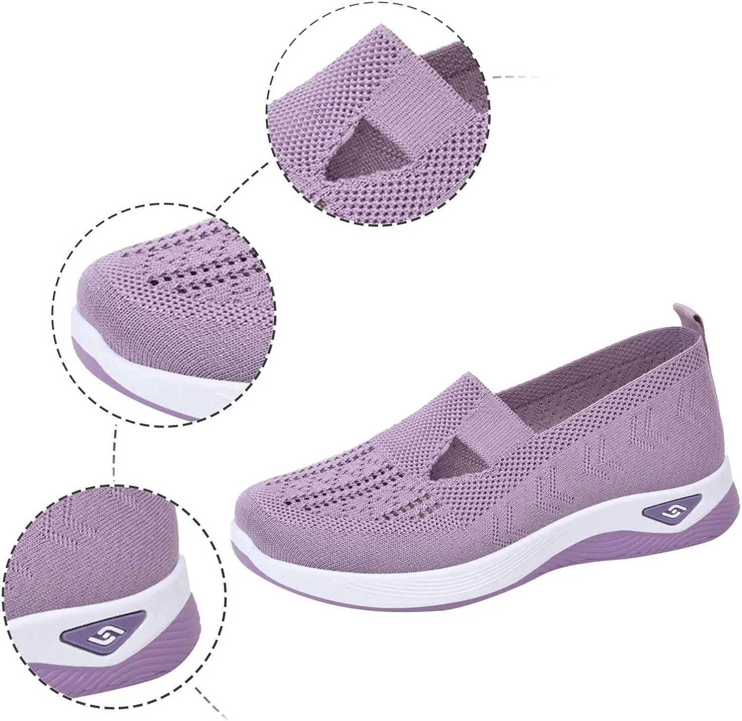 Orthowalkway Womens Shoes, Women's Comfortable Breathable Knitted Sneakers, Orthopedic Slip-On Lightweight Shoes