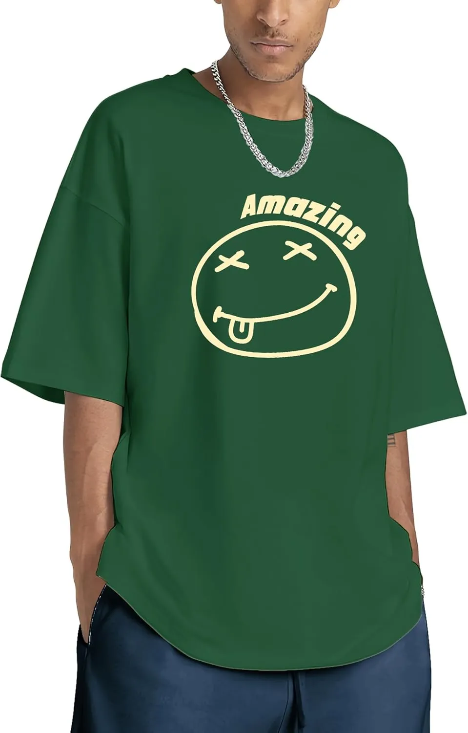 Oversized Graphic Tshirt for Men Funny Letter Print T Shirt Casual Loose Retro Streetwear Shirts Tops Tees