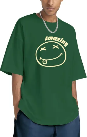 Oversized Graphic Tshirt for Men Funny Letter Print T Shirt Casual Loose Retro Streetwear Shirts Tops Tees