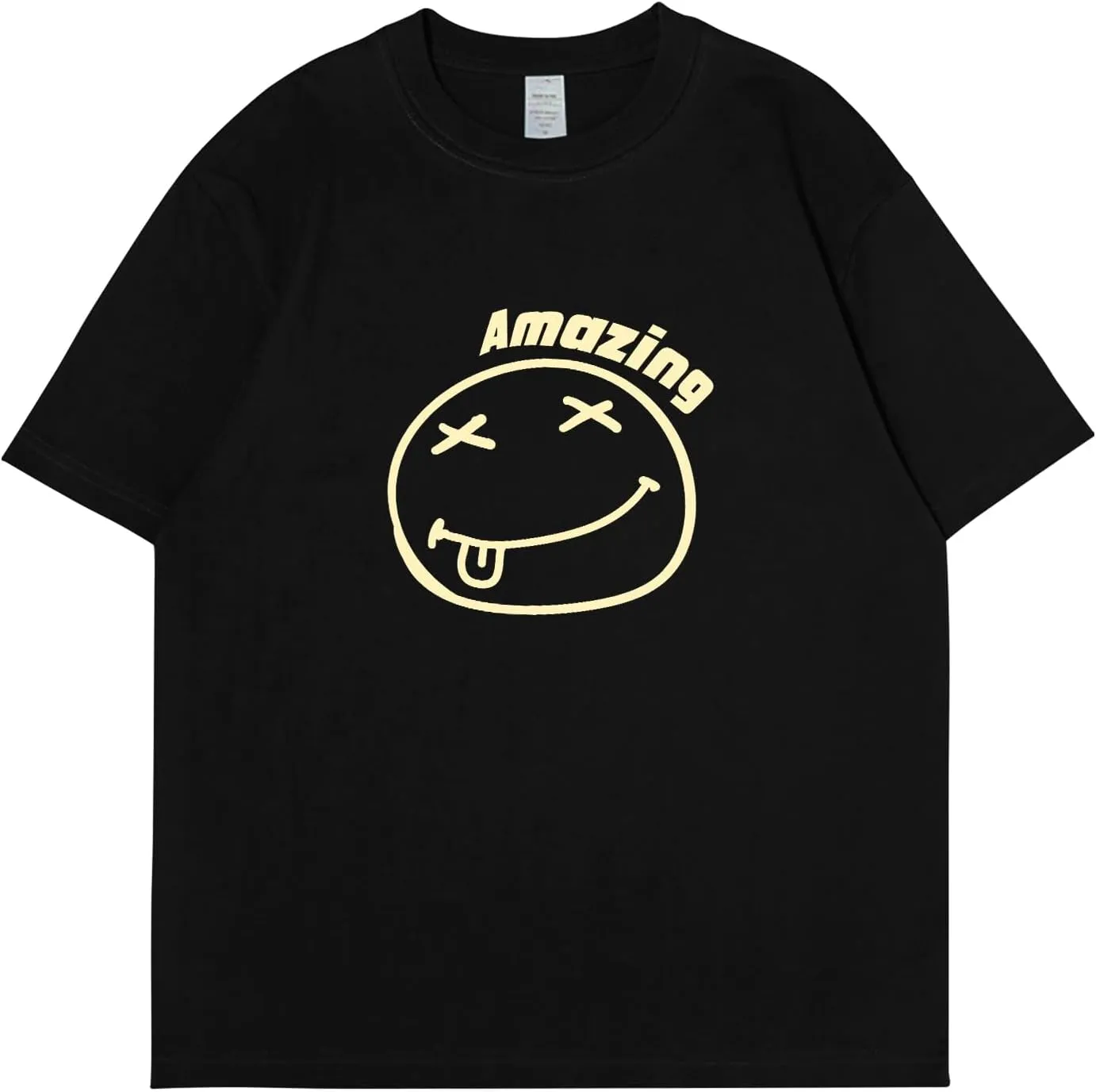Oversized Graphic Tshirt for Men Funny Letter Print T Shirt Casual Loose Retro Streetwear Shirts Tops Tees